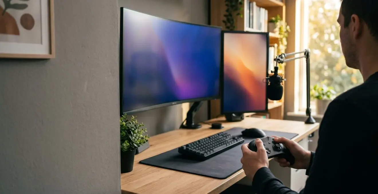 Solo content creator maintaining focus while managing high-volume live stream chat interaction