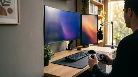 Solo content creator maintaining focus while managing high-volume live stream chat interaction