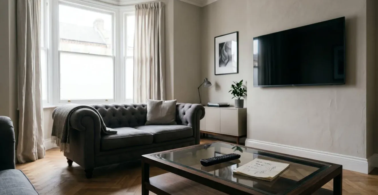 UK living room representing the choice between traditional Sky TV and modern streaming services