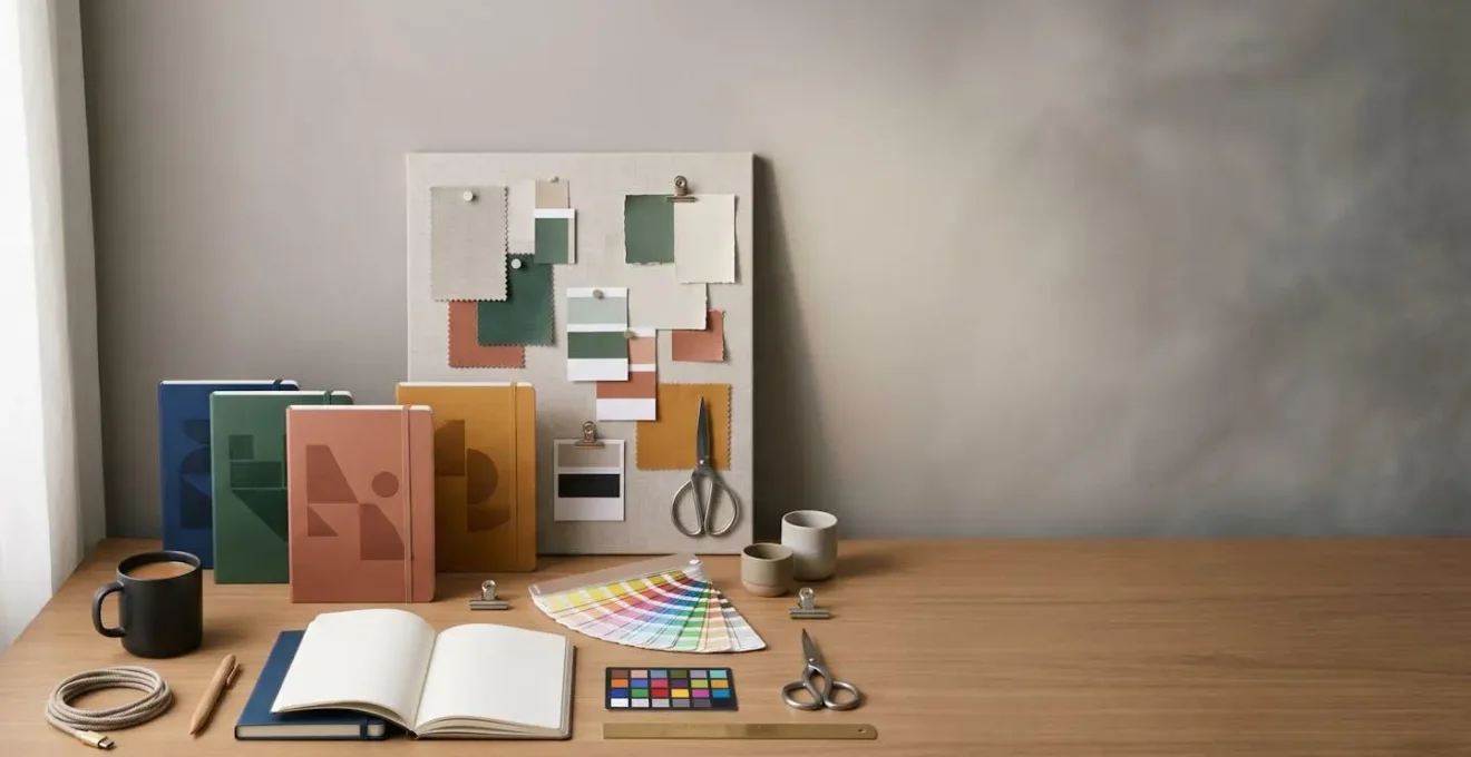 YouTube content creator workspace with cohesive brand elements